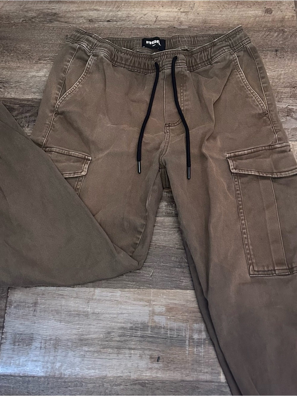 RSQ Olive Brown Cargo Pants with Drawstring Waist